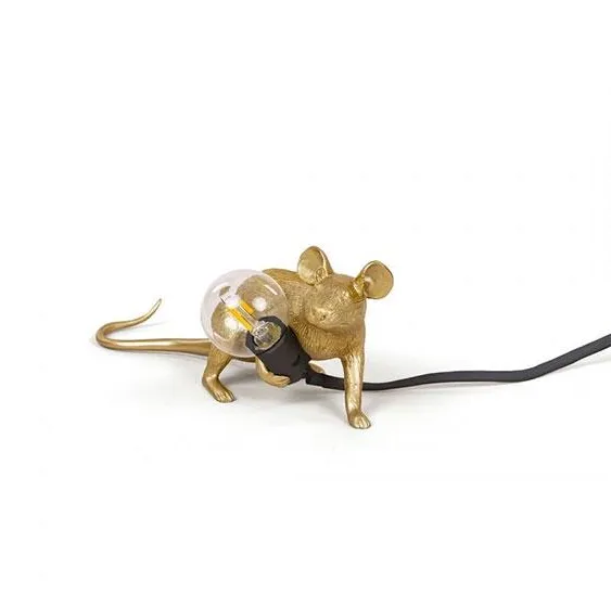 Seletti Mouse Lop Liggende Tafellamp Goud