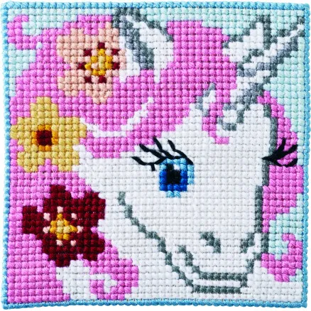 Permin Borduurpakket Kinderstramien Eenhoorn 25x25cm