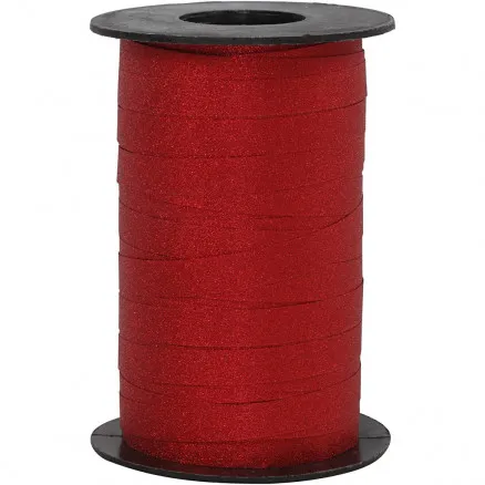Cadeaulint, rood, B: 10 mm, glitter, 100 m/1 rol.
