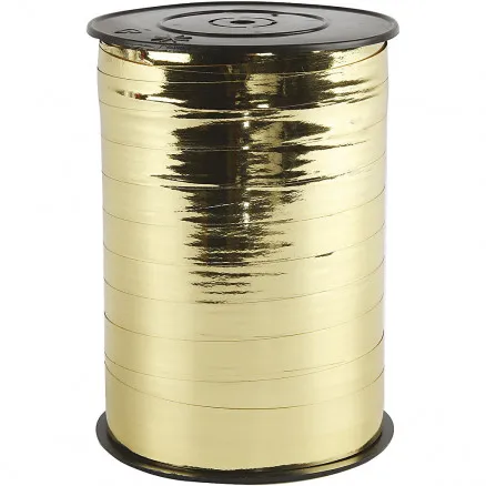 Cadeaulint, metallic goud, B: 10 mm, glanzend, 250 m/1 rol.