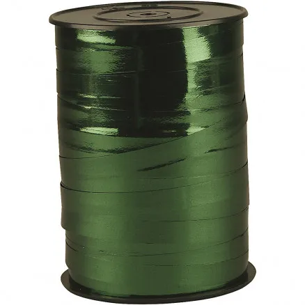 Cadeaulint, metallic groen, B: 10 mm, glanzend, 250 m/ 1 rol.