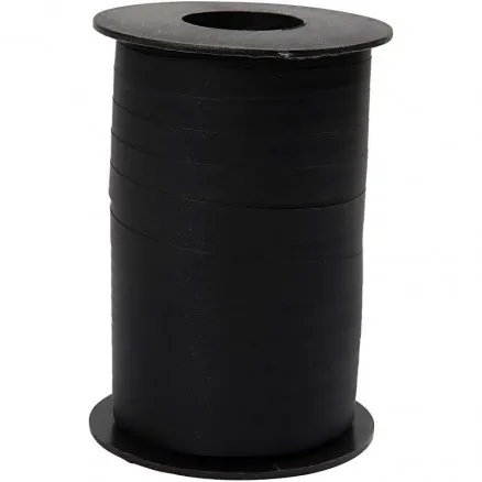 Cadeaulint, zwart, B: 10 mm, mat, 250 m/1 rol.