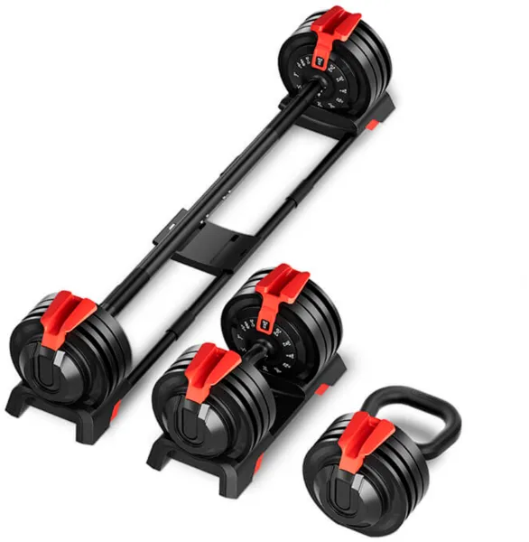 Odin Verstelbare Halter 24kg 3-in-1 Set (Incl. Halterstang en Kettlebell)