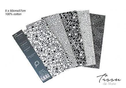 Tissu de Marie Fat Quarter Onyx 50x57cm - 5 stuks