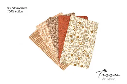 Tissu de Marie Fat Quarter Woestijn 50x57cm - 5 stuks