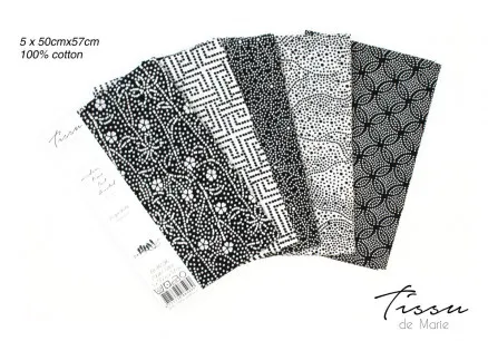 Tissu de Marie Fat Quarter Neutraal Bloem 50x57cm - 5 stuks
