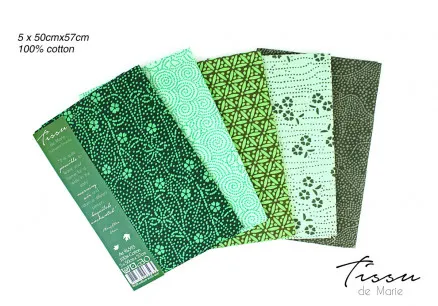 Tissu de Marie Fat Quarter Emerald 50x57cm - 5 stuks