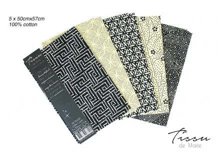 Tissu de Marie Fat Quarter Midnat 50x57cm - 5 stuks