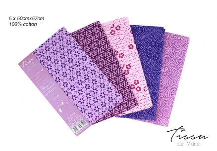 Tissu de Marie Fat Quarter Amethist 50x57cm - 5 stuks