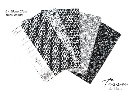 Tissu de Marie Fat Quarter Neutraal Parel 50x57cm - 5 stuks