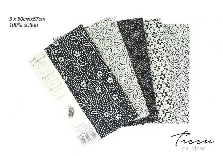 Tissu de Marie Fat Quarter Natuur 50x57cm - 5 stuks