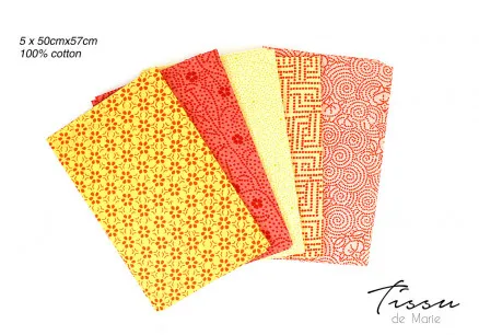 Tissu de Marie Fat Quarter Amber 50x57cm - 5 stuks